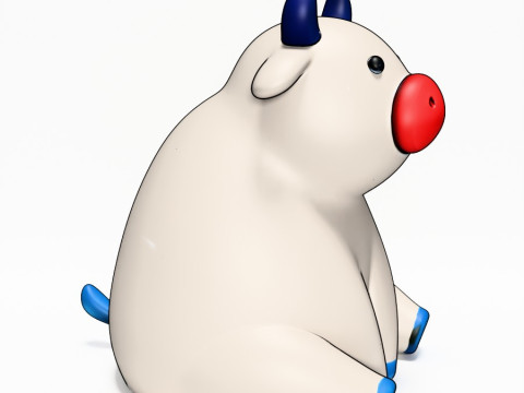 3D Printing Sit Cow Minimalist toy Modèle 3D