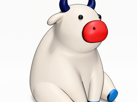 3D Printing Sit Cow Minimalist toy Modèle 3D