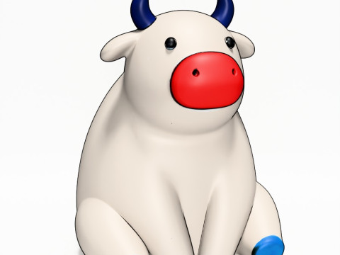 3D Printing Sit Cow Minimalist toy Modèle 3D
