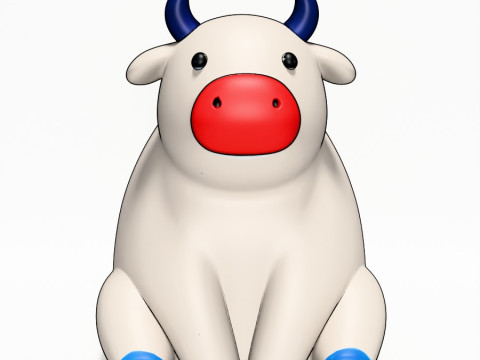 3D Printing Sit Cow Minimalist toy Modèle 3D
