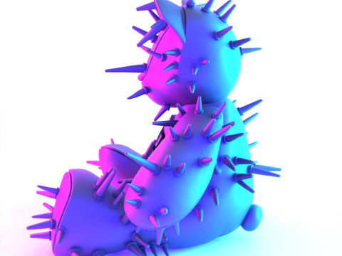 3D Printing Teddy Bear Punk Dont Huge Me toy Modello 3D