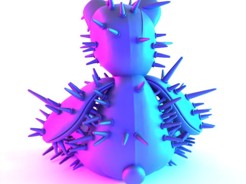 3D Printing Teddy Bear Punk Dont Huge Me toy Modello 3D
