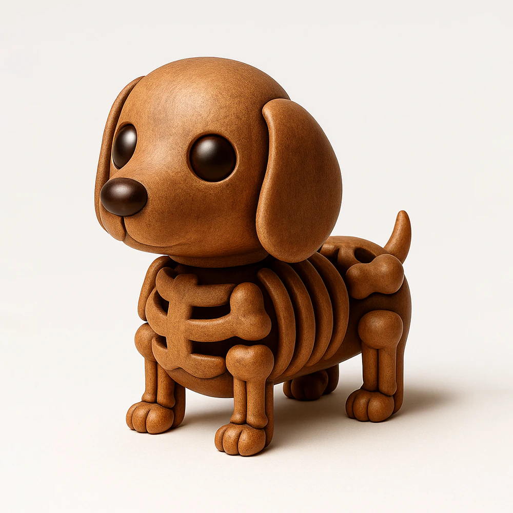 Brinquedo esquel&eacute;tico minimalista com impress&atilde;o 3D Woody Dog Modelo 3D .c4d .max .obj .3ds .fbx .stl .blend 
