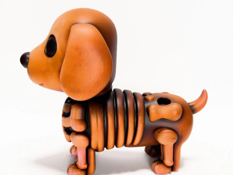 Brinquedo esquel&eacute;tico minimalista com impress&atilde;o 3D Woody Dog Modelo 3D