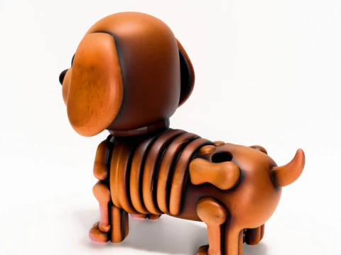 Brinquedo esquel&eacute;tico minimalista com impress&atilde;o 3D Woody Dog Modelo 3D