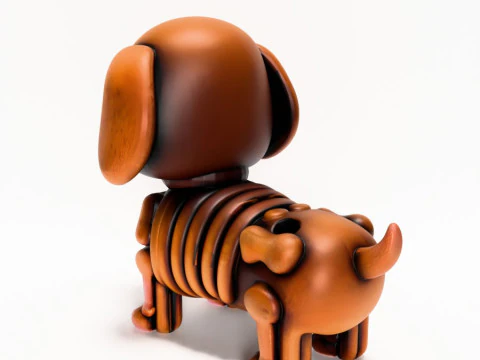 Brinquedo esquel&eacute;tico minimalista com impress&atilde;o 3D Woody Dog Modelo 3D
