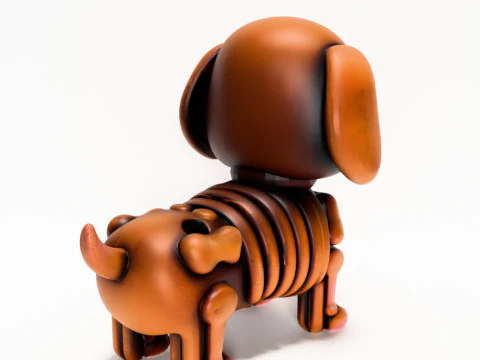 Brinquedo esquel&eacute;tico minimalista com impress&atilde;o 3D Woody Dog Modelo 3D