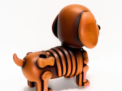 Brinquedo esquel&eacute;tico minimalista com impress&atilde;o 3D Woody Dog Modelo 3D