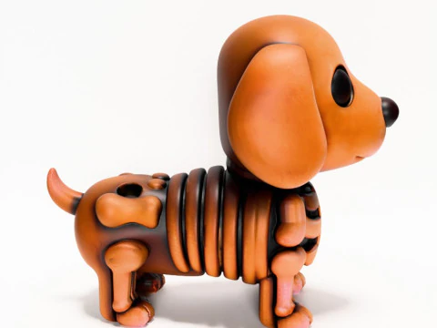 Brinquedo esquel&eacute;tico minimalista com impress&atilde;o 3D Woody Dog Modelo 3D