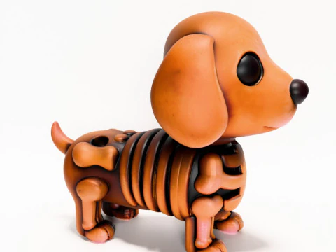 Brinquedo esquel&eacute;tico minimalista com impress&atilde;o 3D Woody Dog Modelo 3D