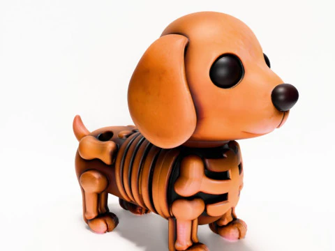 Brinquedo esquel&eacute;tico minimalista com impress&atilde;o 3D Woody Dog Modelo 3D