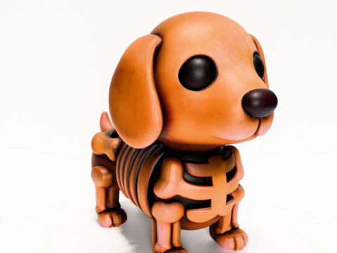 Brinquedo esquel&eacute;tico minimalista com impress&atilde;o 3D Woody Dog Modelo 3D