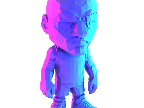 3D Printing Bulls Michael Air 1 Funko Pop Low Poly toy 3D Модель