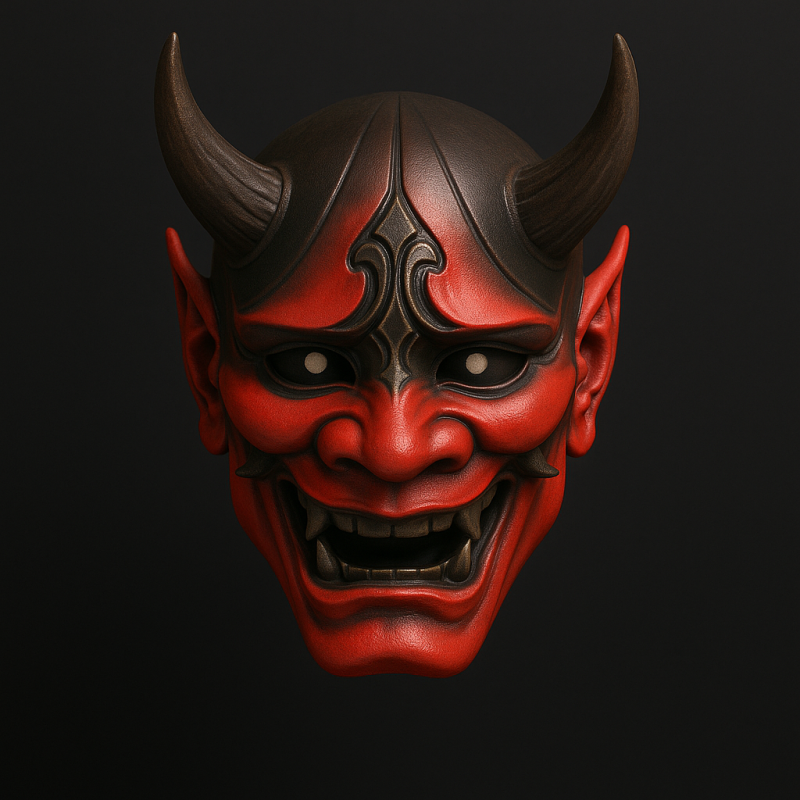 3D Printing Japanese Red Oni Mask toy 3D Model .c4d .max .obj .3ds .fbx .stl .blend 