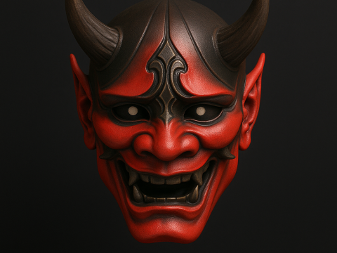3D Printing Japanese Red Oni Mask toy 3D Model