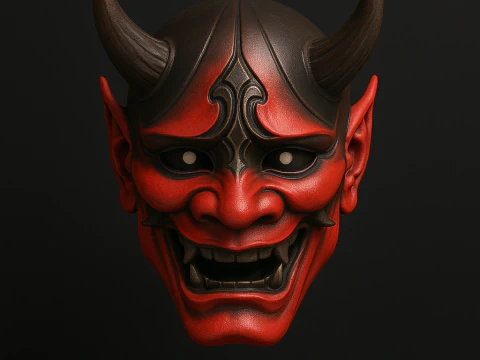 3D Printing Japanese Red Oni Mask toy 3D Model