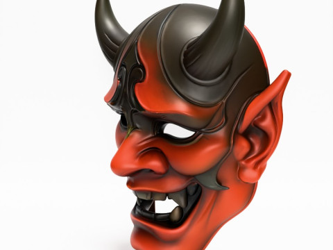 3D Printing Japanese Red Oni Mask toy 3D Model