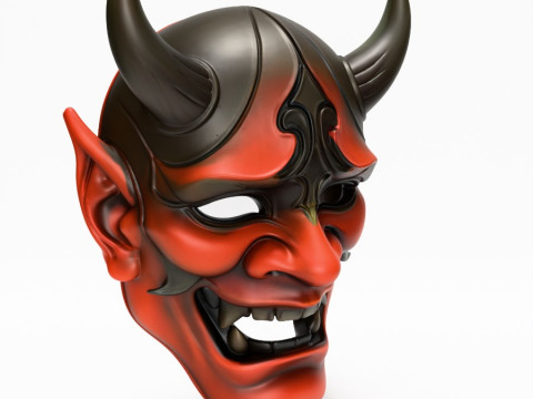 3D Printing Japanese Red Oni Mask toy 3D Model