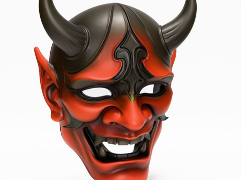 3D Printing Japanese Red Oni Mask toy 3D Model