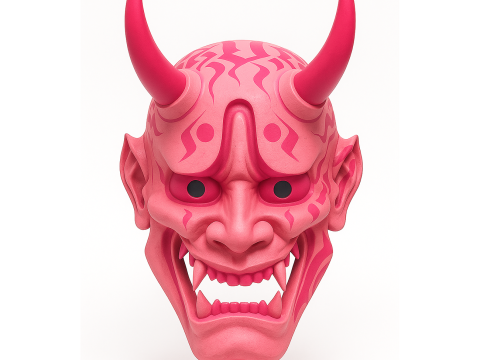 3D Printing Japanese Pink Oni Mask toy 3D मॉडल