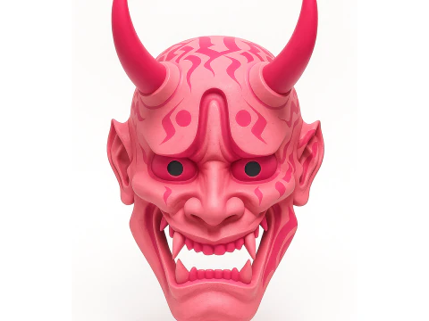 3D-printen Japans roze Oni-masker speelgoed 3D Model