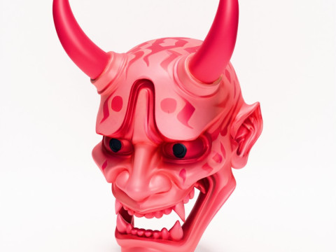 3D Printing Japanese Pink Oni Mask toy Model 3D