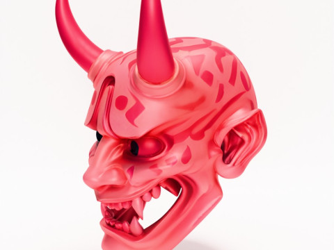 3D Printing Japanese Pink Oni Mask toy Model 3D