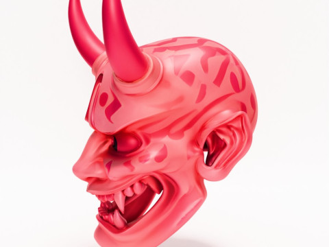 3D Printing Japanese Pink Oni Mask toy Model 3D