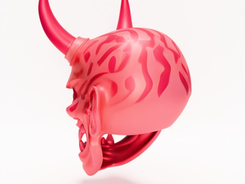 3D Printing Japanese Pink Oni Mask toy Model 3D