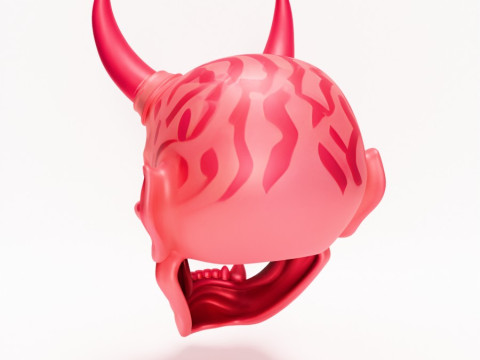3D Printing Japanese Pink Oni Mask toy Model 3D