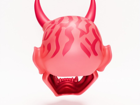 3D Printing Japanese Pink Oni Mask toy Model 3D