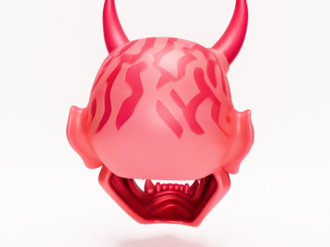 3D Printing Japanese Pink Oni Mask toy Model 3D