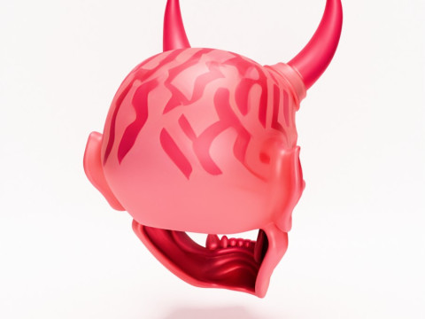 3D Printing Japanese Pink Oni Mask toy Model 3D