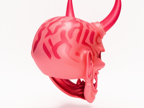 3D Printing Japanese Pink Oni Mask toy Model 3D