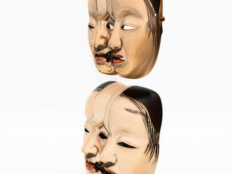 3D Printing Japanese Dual Noh Mask toy Model 3D
