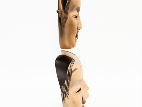 3D Printing Japanese Dual Noh Mask toy Model 3D