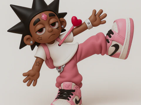 Stampa 3D Lil Uzi Vert Heartbrake Air 1 Giocattolo dei cartoni animati Modello 3D