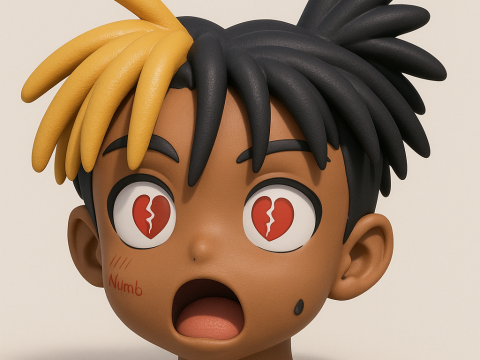 3D Printing XXXTENTACION anime style bust heartbreak toy 3D Modell
