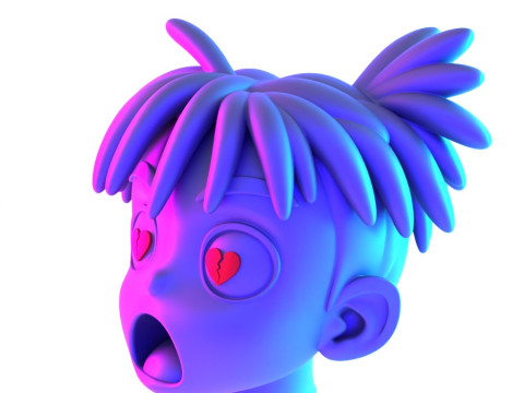 3D Printing XXXTENTACION anime style bust heartbreak toy 3D Modell
