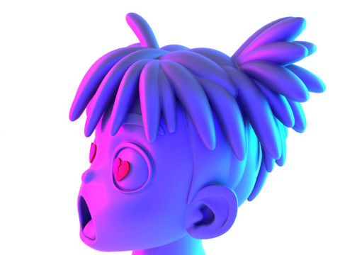 3D Printing XXXTENTACION anime style bust heartbreak toy 3D Modell