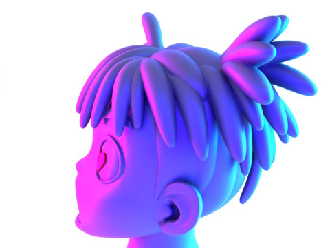 3D Printing XXXTENTACION anime style bust heartbreak toy 3D Modell