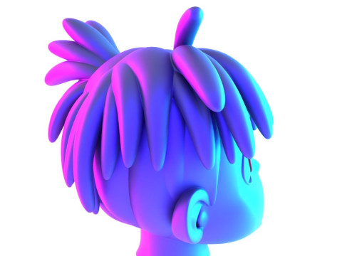 3D Printing XXXTENTACION anime style bust heartbreak toy 3D Modell