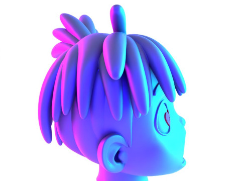 3D Printing XXXTENTACION anime style bust heartbreak toy 3D Modell