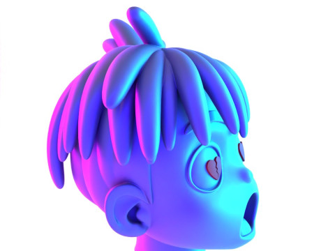 3D Printing XXXTENTACION anime style bust heartbreak toy 3D Modell