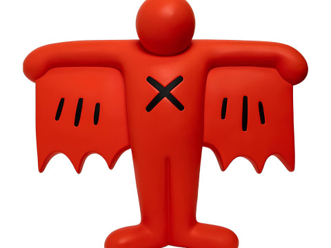 3D Printing Keith Haring Flying Devil Red toy Modelo 3D