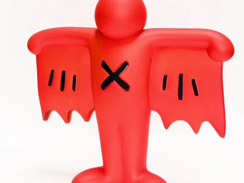 3D Printing Keith Haring Flying Devil Red toy 3D Model