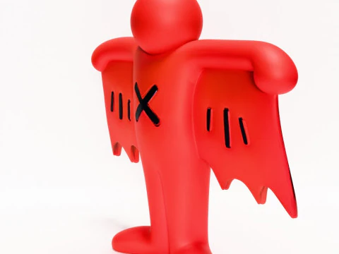 3D Printing Keith Haring Flying Devil Red toy 3D Model