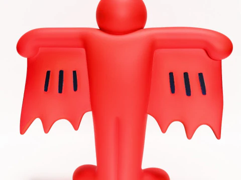3D Printing Keith Haring Flying Devil Red toy 3D Model