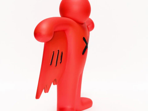 3D Printing Keith Haring Flying Devil Red toy 3D Model