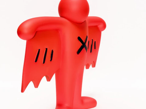 3D Printing Keith Haring Flying Devil Red toy 3D Model